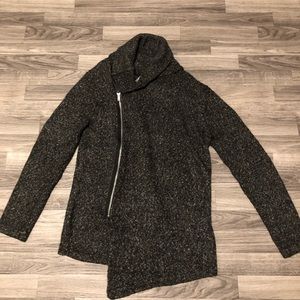 Men H&M Asymmetric Zip Up Gray Color Cardigan